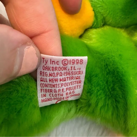 Ty Green and Yellow Frog Stuffed Animal - Picture 12 of 13